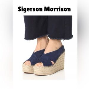 💙💙Sigerson Morrison Aitfa Dark Blue Suede Espadrille Wedges💙💙